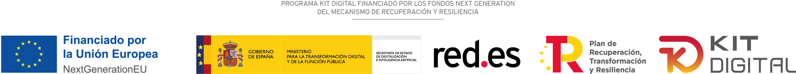 Programa Kit Digital, financiado por los fondos Next Generation de la Unión Europea, Gobierno de España, red.es y Plan de Recuperación, Transformación y Resiliencia
